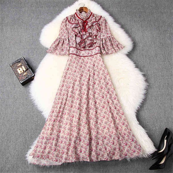 europe fashion runway summer elegant clothes enlargement frilly floral printout midi dress, Black;gray
europe fashion runway summer elegant clothes enlargement frilly floral printout midi dress, Black;gray