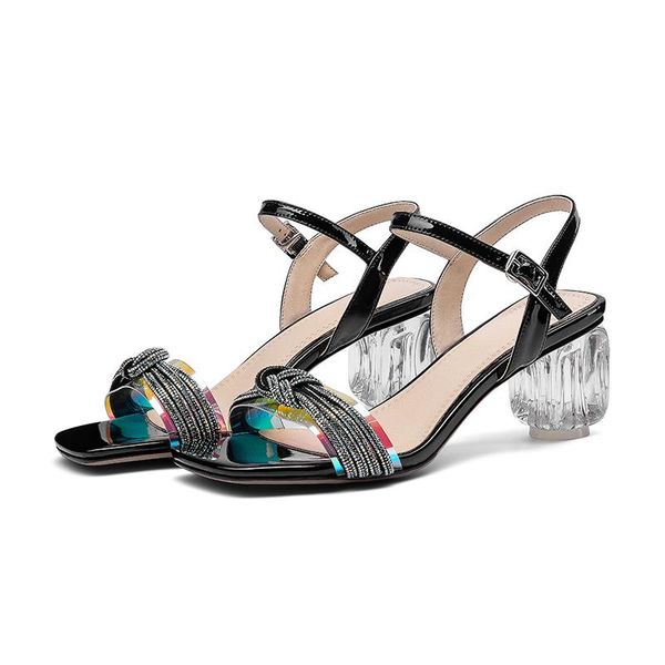 lucyever women summer crystal heel sandals transparent open toe ankle strap sandalias bling party shoes, Black
lucyever women summer crystal heel sandals transparent open toe ankle strap sandalias bling party shoes, Black