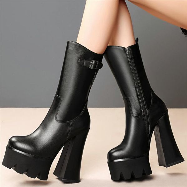 boots chunky platform pumps shoes women genuine leather high heel ankle female round toe motorcycle casual, Black
boots chunky platform pumps shoes women genuine leather high heel ankle female round toe motorcycle casual, Black