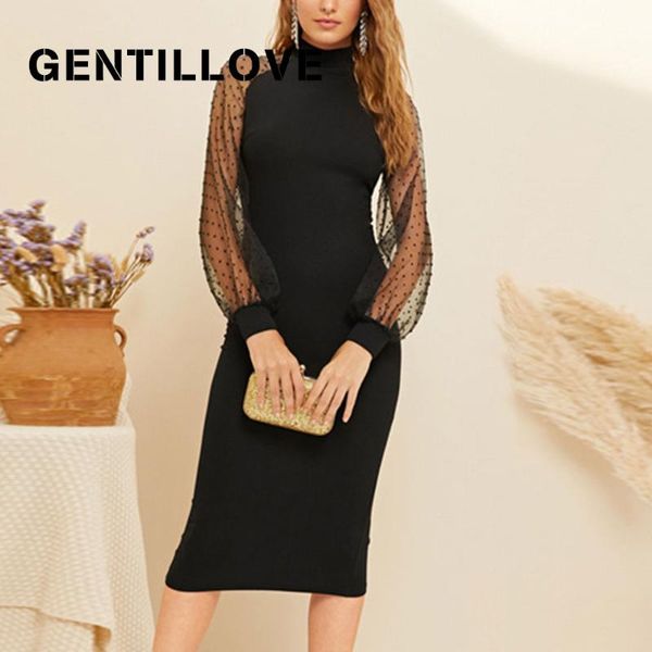 casual dresses mesh sheer long lantern sleeve patchwork pencil dress elegant solid slim knee-length office party club, Black;gray
casual dresses mesh sheer long lantern sleeve patchwork pencil dress elegant solid slim knee-length office party club, Black;gray