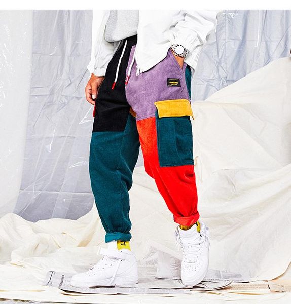 men's pants fcl men corduroy patchwork pockets cargo 2021 harem joggers harajuku sweatpants hip hop streetwear trousers, Black
men's pants fcl men corduroy patchwork pockets cargo 2021 harem joggers harajuku sweatpants hip hop streetwear trousers, Black