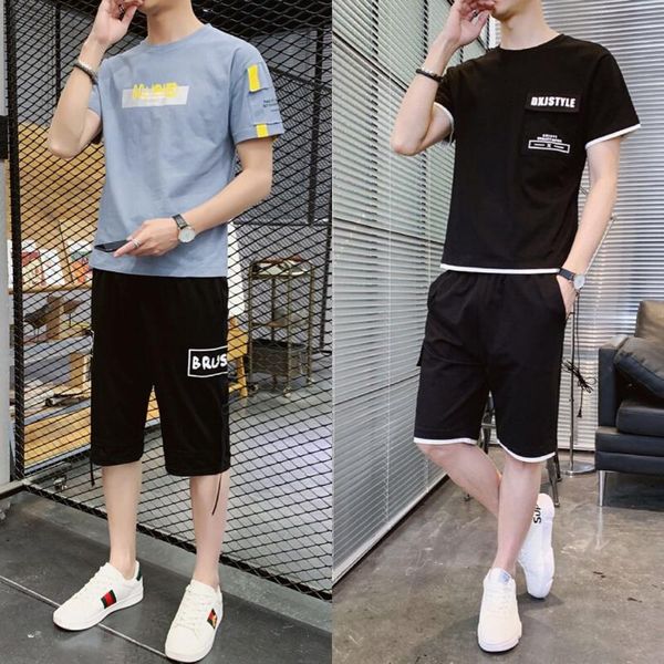 men's tracksuits leisure sportswear set summer 2021 korean fashion net red with handsome two piece wear, Gray
men's tracksuits leisure sportswear set summer 2021 korean fashion net red with handsome two piece wear, Gray