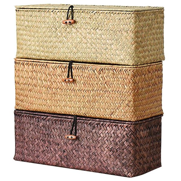 storage baskets 3 compartment box wicker rattan basket with cover sundries holder case container jewelry makeup deskorganizer
storage baskets 3 compartment box wicker rattan basket with cover sundries holder case container jewelry makeup deskorganizer