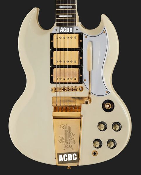 1963 custom reissue classic white/ cream sg electric guitar long version maestro vibrola tremolo bridge & harpe logo, 3 humbucker pickups, g
1963 custom reissue classic white/ cream sg electric guitar long version maestro vibrola tremolo bridge & harpe logo, 3 humbucker pickups, g