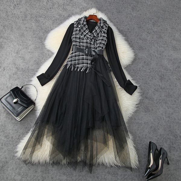 casual dresses fall winter sleeveless notched-lapel black plaid tweed belt vest + long sleeve asymmetry dress two piece suits 2 pieces set l, Black;gray
casual dresses fall winter sleeveless notched-lapel black plaid tweed belt vest + long sleeve asymmetry dress two piece suits 2 pieces set l, Black;gray