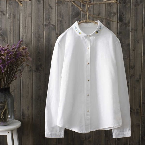 spring autumn preppy style women long sleeve shirts peter pan collar embroidery loose white blouse 100% cotton ladies d391 210512
spring autumn preppy style women long sleeve shirts peter pan collar embroidery loose white blouse 100% cotton ladies d391 210512