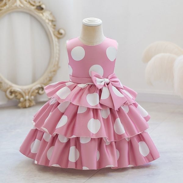new simple dot children's princess dress, Red;yellow