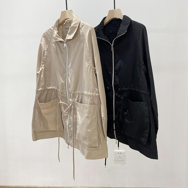 women's trench coats 2021 autumn sunscreen large pocket decoration drawstring waist short windbreaker jacket, Tan;black
women's trench coats 2021 autumn sunscreen large pocket decoration drawstring waist short windbreaker jacket, Tan;black