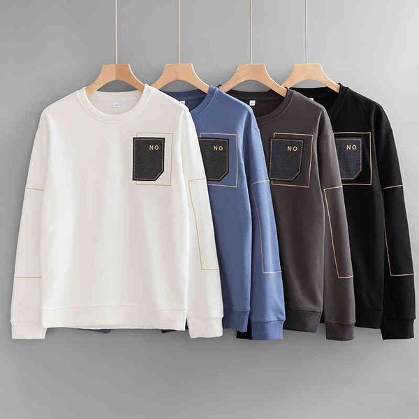 2021 autumn winter new white sweater simple embroidery loose trend round neck men's, Black
2021 autumn winter new white sweater simple embroidery loose trend round neck men's, Black