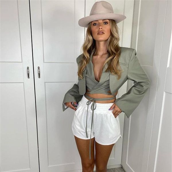 women's suits & blazers european and american 2021 spring autumn double-layer small suit long-sleeved slim umbilical strap top, White;black
women's suits & blazers european and american 2021 spring autumn double-layer small suit long-sleeved slim umbilical strap top, White;black