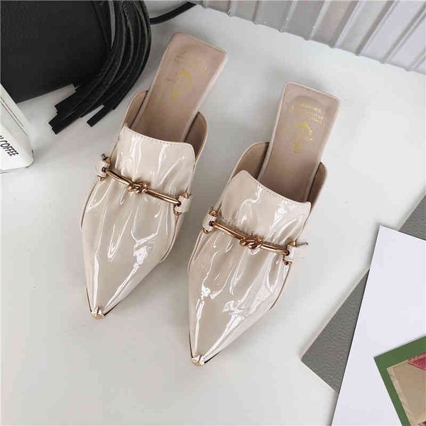 slippers women flats shoes fashion casual slides patent leather ladies lazy outside pointed toe metal design mules jgr8, Black
slippers women flats shoes fashion casual slides patent leather ladies lazy outside pointed toe metal design mules jgr8, Black