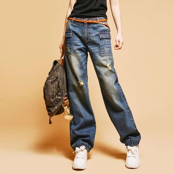 large pocket lantern pants spring and autumn high waist wide leg women's loose casual, Blue
large pocket lantern pants spring and autumn high waist wide leg women's loose casual, Blue