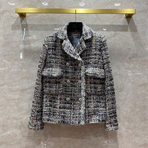 women's jackets female designer tweed sequins high-quality autumn jacket 100% silk lining of double plaid blazers breasted c285, Black;brown
women's jackets female designer tweed sequins high-quality autumn jacket 100% silk lining of double plaid blazers breasted c285, Black;brown