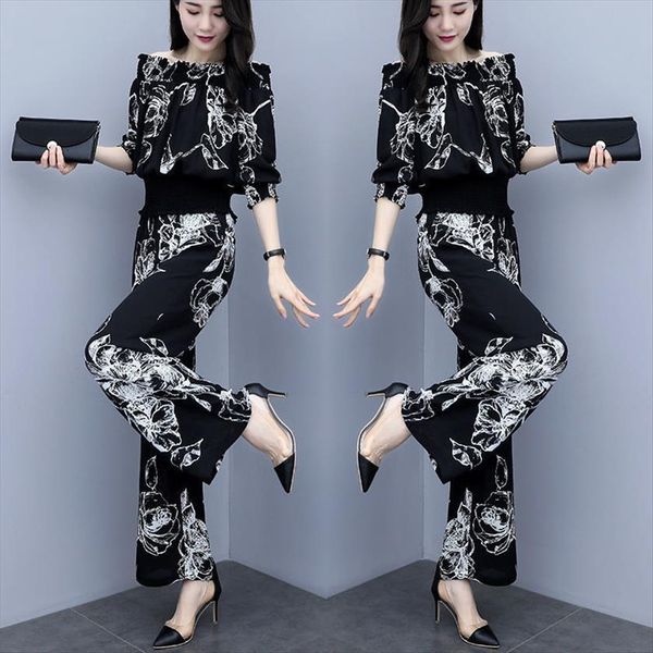 casual suit summer tracksuit womens pants off shoulder collar black crop wide leg flare pant fashion 2 piece set, White
casual suit summer tracksuit womens pants off shoulder collar black crop wide leg flare pant fashion 2 piece set, White