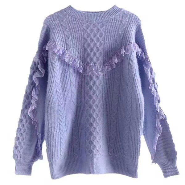 women's sweaters elegant purple autumn winter female knitted sweater fashion ruffle long sleeve women jumper o-neck warm 2021 y61, White;black
women's sweaters elegant purple autumn winter female knitted sweater fashion ruffle long sleeve women jumper o-neck warm 2021 y61, White;black