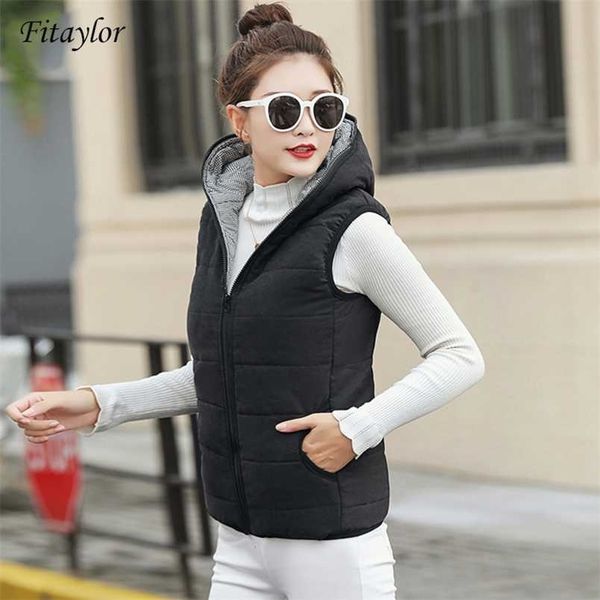 fitaylor autumn winter women vest cotton hooded casual slim waistcoat female sleeveless jacket 211020, Black;white
fitaylor autumn winter women vest cotton hooded casual slim waistcoat female sleeveless jacket 211020, Black;white