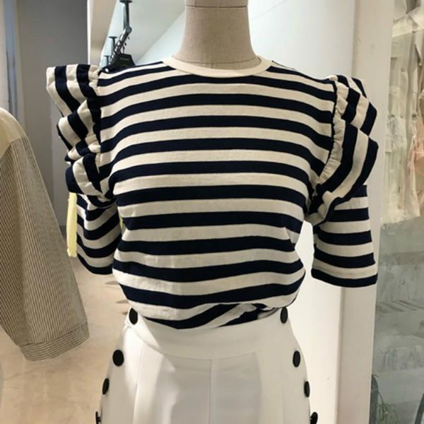 women's t-shirt olomlb black white stripe t shirts women korean y2k ruffles o neck short sleeve ladies summer 2021 loose casual female
women's t-shirt olomlb black white stripe t shirts women korean y2k ruffles o neck short sleeve ladies summer 2021 loose casual female