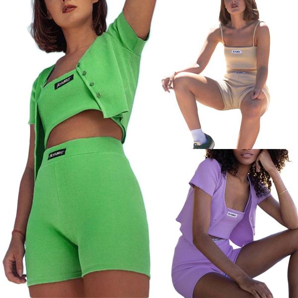 women's tracksuits mew arrival stylish 3 piece outfits, short sleeve button down letter crop + camisole shorts set, Gray
women's tracksuits mew arrival stylish 3 piece outfits, short sleeve button down letter crop + camisole shorts set, Gray