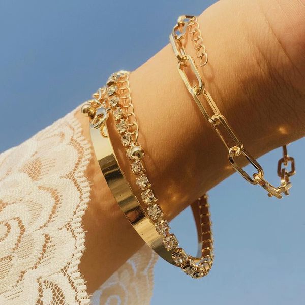 link, chain 3pcs/ set punk layered color cuban link bracelet for women crystal chains charm bracelets bangeles fashion jewelry accessories, Black
link, chain 3pcs/ set punk layered color cuban link bracelet for women crystal chains charm bracelets bangeles fashion jewelry accessories, Black