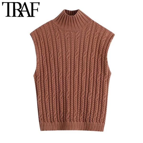 traf women fashion with ribbed trim cable-knit vest sweater vintage high neck sleeveless female waistcoat chic 210415, White
traf women fashion with ribbed trim cable-knit vest sweater vintage high neck sleeveless female waistcoat chic 210415, White