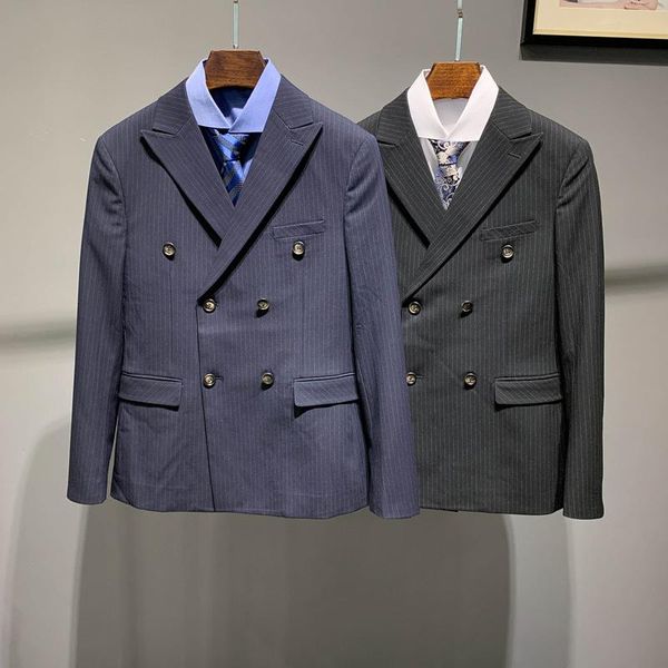 men's suits & blazers striped suit in autumn and winter 2021 korean slim double breasted single, White;black