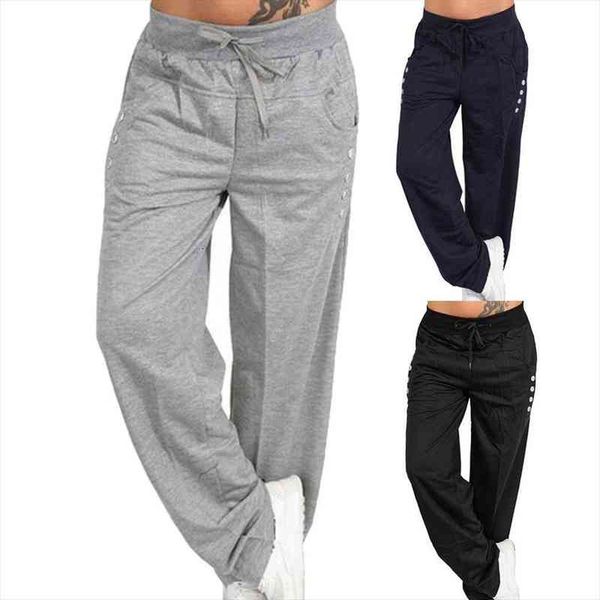 women solid color casual elastic waist drawstring button pocket loose straight trousers pants sports running pants with pocket, Black;white
women solid color casual elastic waist drawstring button pocket loose straight trousers pants sports running pants with pocket, Black;white
