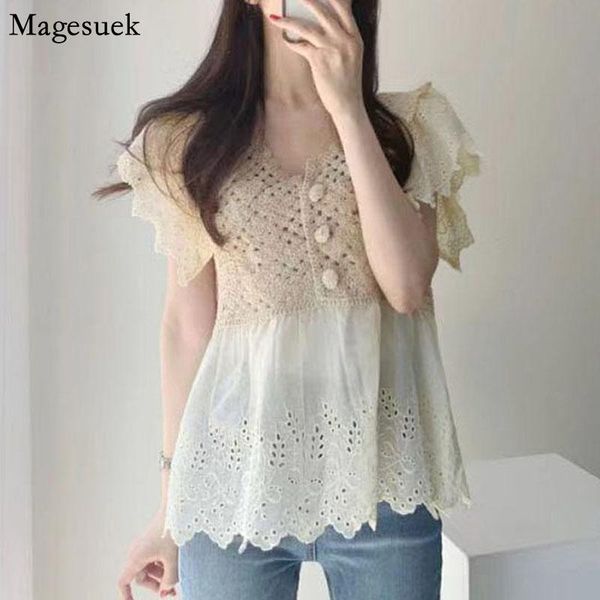 women's blouses & shirts v-neck hollow out loose sweet blouse women korean flower crochet stitching summer short sleeve white shirt bl
women's blouses & shirts v-neck hollow out loose sweet blouse women korean flower crochet stitching summer short sleeve white shirt bl