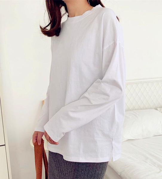 women's sweaters white cotton long-sleeved t-shirt bottoming shirt 2021 early spring and autumn loose mid-length inner wear, White;black
women's sweaters white cotton long-sleeved t-shirt bottoming shirt 2021 early spring and autumn loose mid-length inner wear, White;black