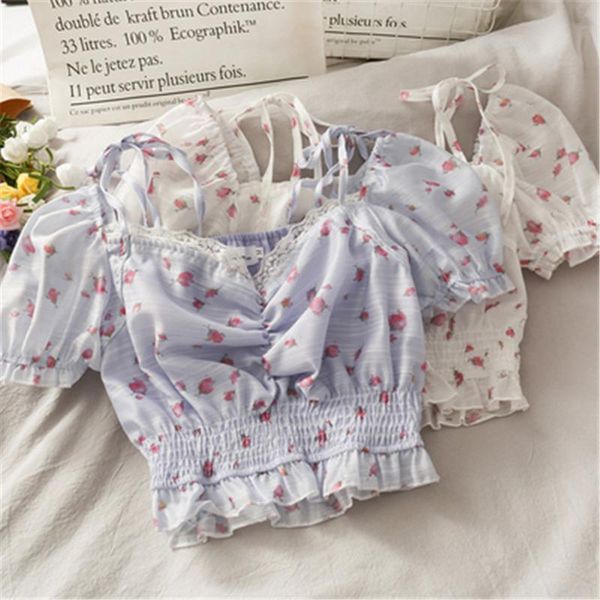 women's blouses & shirts 2021 women floral blouse summer lace slash neck ruched front elasticated cuff ruffle waist korean fashion prin, White
women's blouses & shirts 2021 women floral blouse summer lace slash neck ruched front elasticated cuff ruffle waist korean fashion prin, White