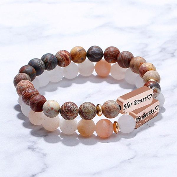 charm bracelets 2pcs/set 2021 her beast his beauty bracelet natural stone beads lover couple jewelry valentine gift for him zj-02, Golden;silver
charm bracelets 2pcs/set 2021 her beast his beauty bracelet natural stone beads lover couple jewelry valentine gift for him zj-02, Golden;silver