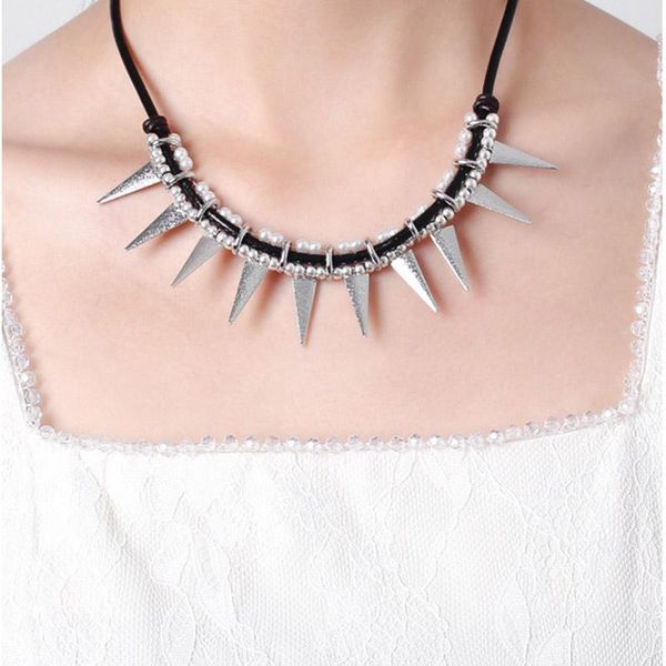 chokers amorcome collier femme black leather necklace bib geometric triangle pendant with pearls women collares fashion jewelry, Golden;silver
chokers amorcome collier femme black leather necklace bib geometric triangle pendant with pearls women collares fashion jewelry, Golden;silver