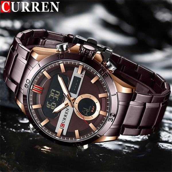 wristwatches curren sport men watch military business male clock coffee stainless steel quartz digital man wristwatch 8384, Slivery;brown 
wristwatches curren sport men watch military business male clock coffee stainless steel quartz digital man wristwatch 8384, Slivery;brown