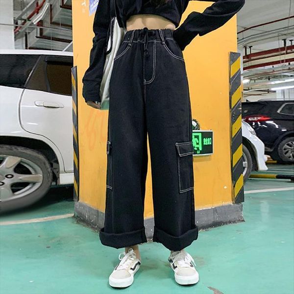 arrival fashion side pockets women pants loose wide leg jeans korean style solid high waist denim trouser a134, Black;white
arrival fashion side pockets women pants loose wide leg jeans korean style solid high waist denim trouser a134, Black;white