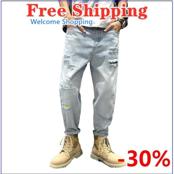 jeans men spring summer straight lose logo rig light blue harlem conical casual distressed ripped ankle-length pants men's
jeans men spring summer straight lose logo rig light blue harlem conical casual distressed ripped ankle-length pants men's