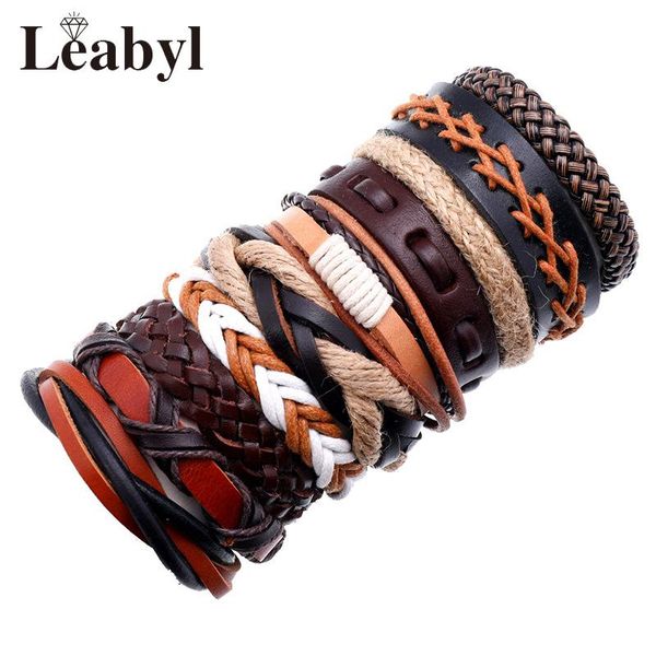 tennis 10 pcs/set leabyl vintage braided brown leather strap punk men bracelet diy handmade rope set casual jewelry, Golden;silver
tennis 10 pcs/set leabyl vintage braided brown leather strap punk men bracelet diy handmade rope set casual jewelry, Golden;silver
