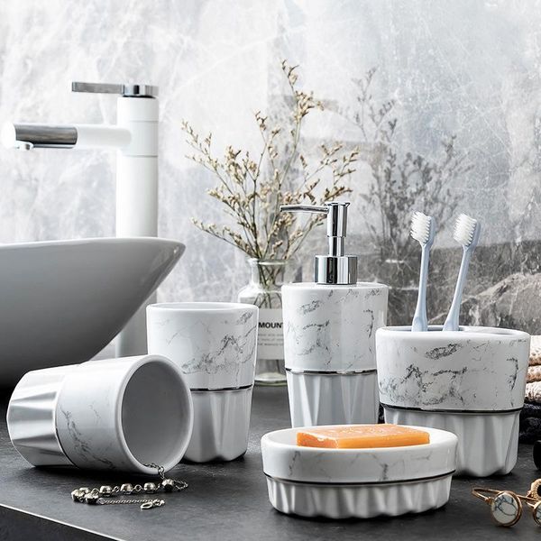 bath accessory set ceramic bathroom marble imitation household wash tools soap dispenser mouthwash cup dish shampoo bottle
bath accessory set ceramic bathroom marble imitation household wash tools soap dispenser mouthwash cup dish shampoo bottle