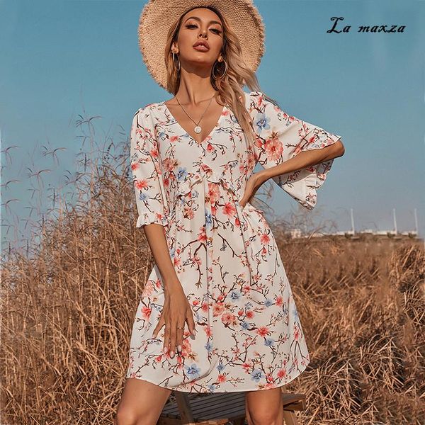 fashion print women dress elegant casual v-neck backless flare sleeves midi dresses, Black;gray
fashion print women dress elegant casual v-neck backless flare sleeves midi dresses, Black;gray