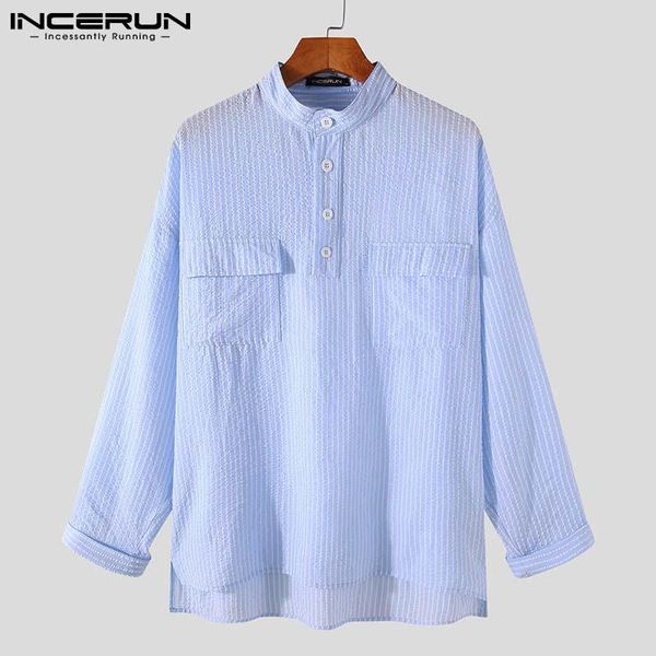 men striped shirt stand collar long sleeve casual streetwear pockets loose fashion thin shirts camisas s-5xl men's, White;black
men striped shirt stand collar long sleeve casual streetwear pockets loose fashion thin shirts camisas s-5xl men's, White;black