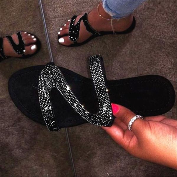 75% off factory outlet sale 2021 new summer sxy rhinestone flat sandals and slippers ladies outdoor herringbone beach shoes women, Black 
75% off factory outlet sale 2021 new summer sxy rhinestone flat sandals and slippers ladies outdoor herringbone beach shoes women, Black