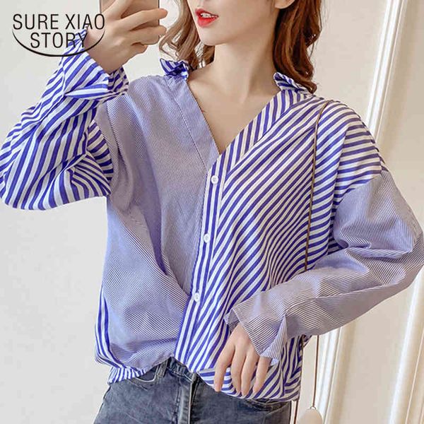 autumn women shirts long sleeve stripe v-neck leaky collar shirt button womens and blouses spliced color 6408 50 210417, White
autumn women shirts long sleeve stripe v-neck leaky collar shirt button womens and blouses spliced color 6408 50 210417, White
