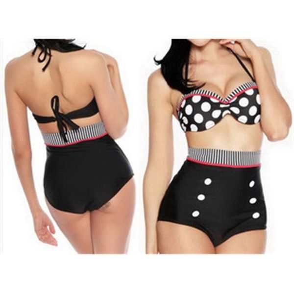 ms swimsuit xin mengling's style women's high waist belly covering hanging neck bikini wave point swimsuit, White;black
ms swimsuit xin mengling's style women's high waist belly covering hanging neck bikini wave point swimsuit, White;black