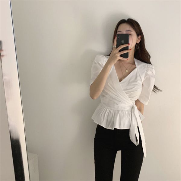 blouses minimalist high waist lace-up stylish loose sweet vintage chic fashion shirts elegant solid women blouses, White
blouses minimalist high waist lace-up stylish loose sweet vintage chic fashion shirts elegant solid women blouses, White