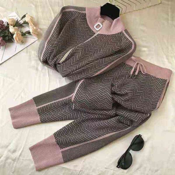 women's new autumn winter fashion pattern striped long sleeve knit cardigan tracksuit suit women casual two piece set, Black
women's new autumn winter fashion pattern striped long sleeve knit cardigan tracksuit suit women casual two piece set, Black