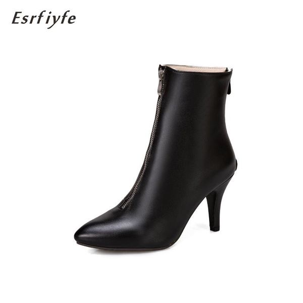 boots serfiyfe 2021 large size 34-50 ankle women autumn winter high heels pointed toe shoes front zipper, Black 
boots serfiyfe 2021 large size 34-50 ankle women autumn winter high heels pointed toe shoes front zipper, Black