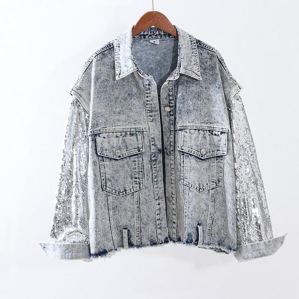 women's jackets autumn denim jacket women fashion stitching sequins long sleeve jeans loose vintage fake two pieces coat h431, Black;brown
women's jackets autumn denim jacket women fashion stitching sequins long sleeve jeans loose vintage fake two pieces coat h431, Black;brown