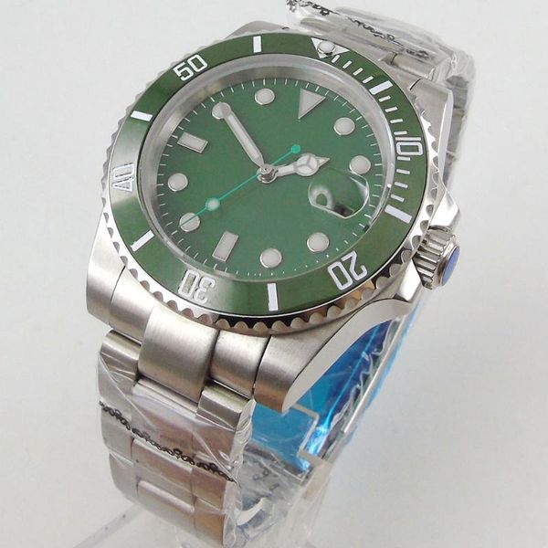 wristwatches 40mm green sterile dial steel business automatic men wristwatch 21 jewels miyota 8215 magnifier clear glass back ceramic insert, Slivery;brown
wristwatches 40mm green sterile dial steel business automatic men wristwatch 21 jewels miyota 8215 magnifier clear glass back ceramic insert, Slivery;brown