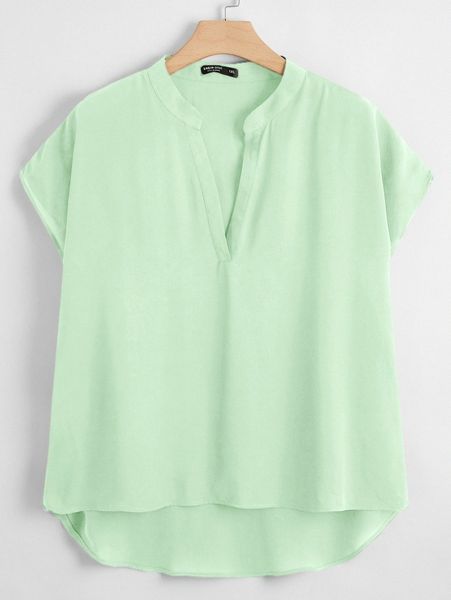 plus notch collar high low hem a2an#, Black