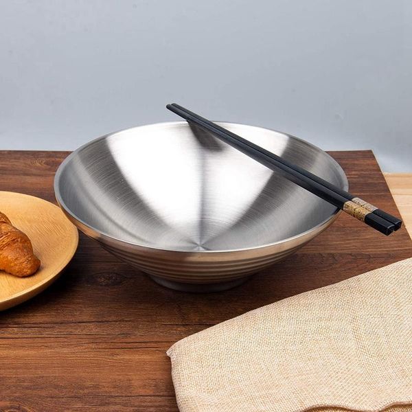 2-piece double layer ramen noodle soup bowl 304 stainless steel for udon soba pho pasta salad cereal (9.5-inch) bowls
2-piece double layer ramen noodle soup bowl 304 stainless steel for udon soba pho pasta salad cereal (9.5-inch) bowls