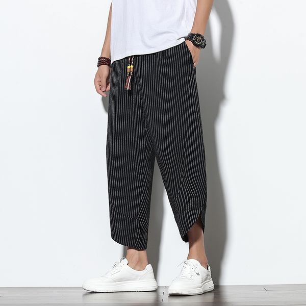 men's pants s summer linen cotton harem jogger casual loose striped male ankle-length fashion style trousers ab2p, Black
men's pants s summer linen cotton harem jogger casual loose striped male ankle-length fashion style trousers ab2p, Black