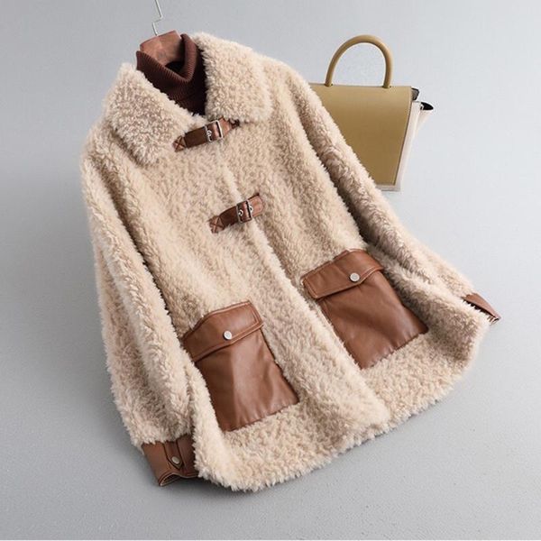 women's wool & blends women natural sheep fur jacket with the cashmere trim fashion loose outwear female coat for autumn winter, Black
women's wool & blends women natural sheep fur jacket with the cashmere trim fashion loose outwear female coat for autumn winter, Black